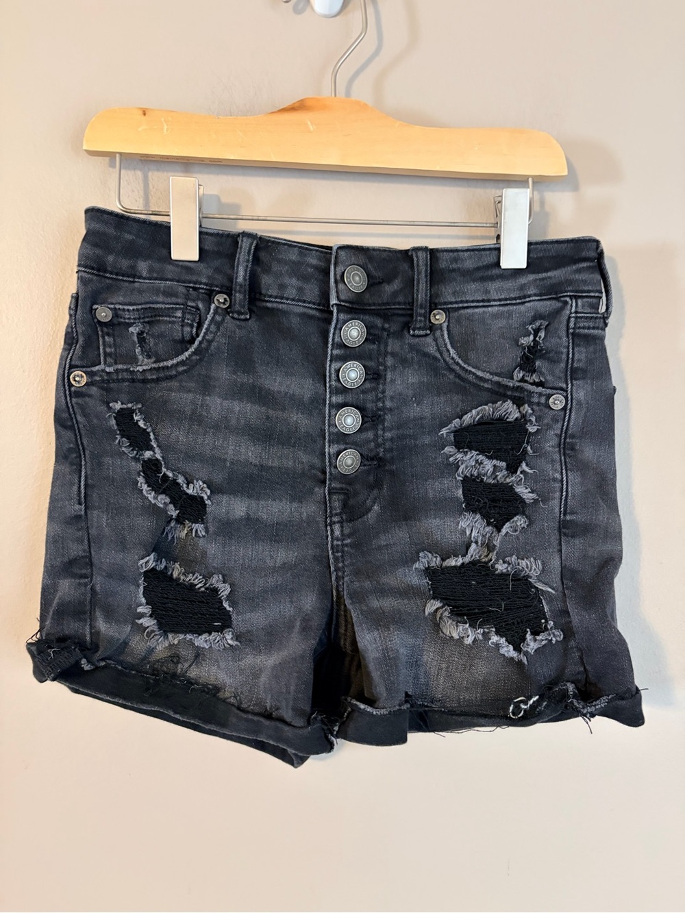American Eagle Super Hi Rise Shortie 4 black